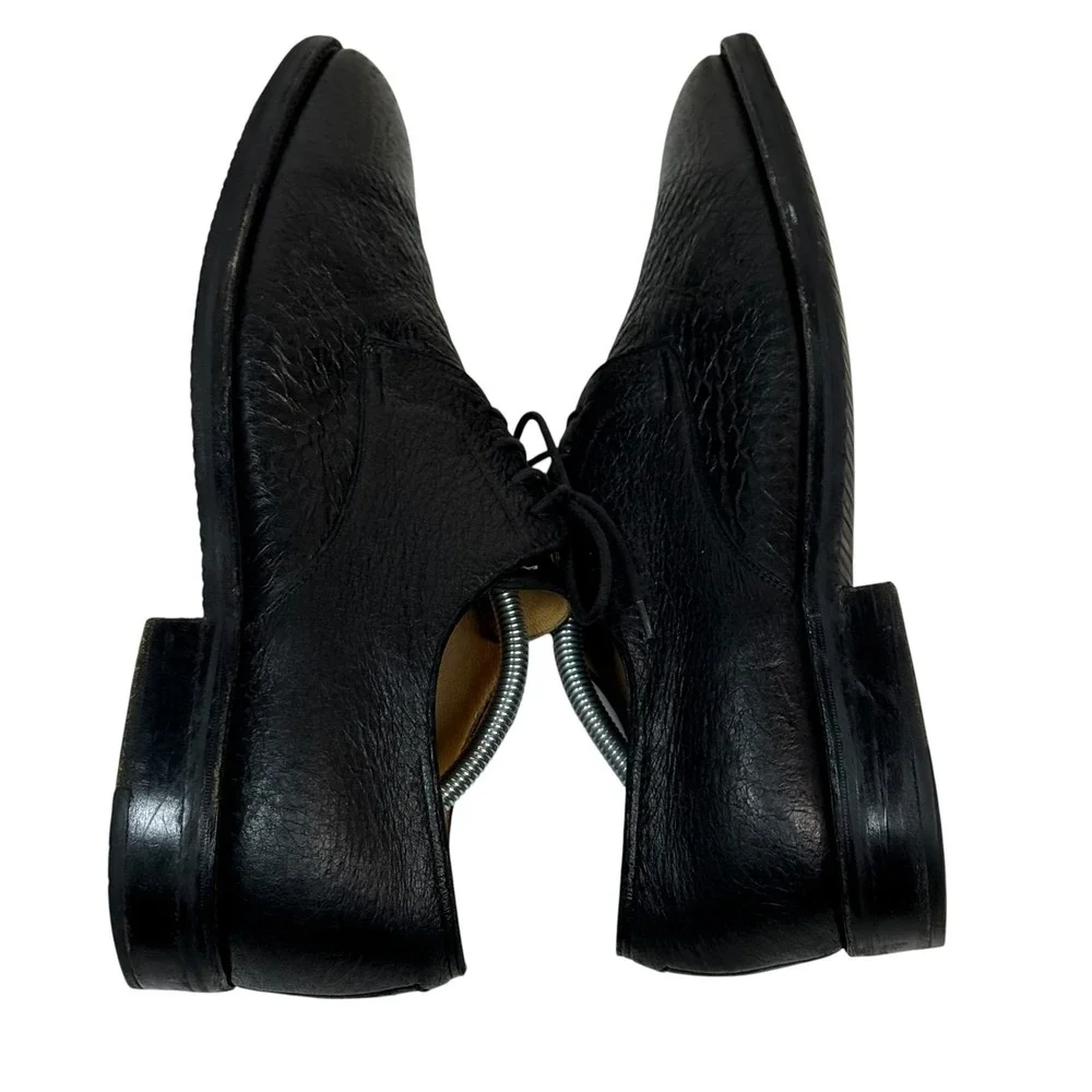 Gravati Mens Black Pebbled Leather Derby Shoes Handmade in Italy 11.5W 16133